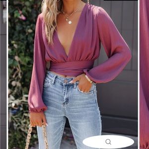 VICI VITTORIA TIE FRONT CROP BLOUSE